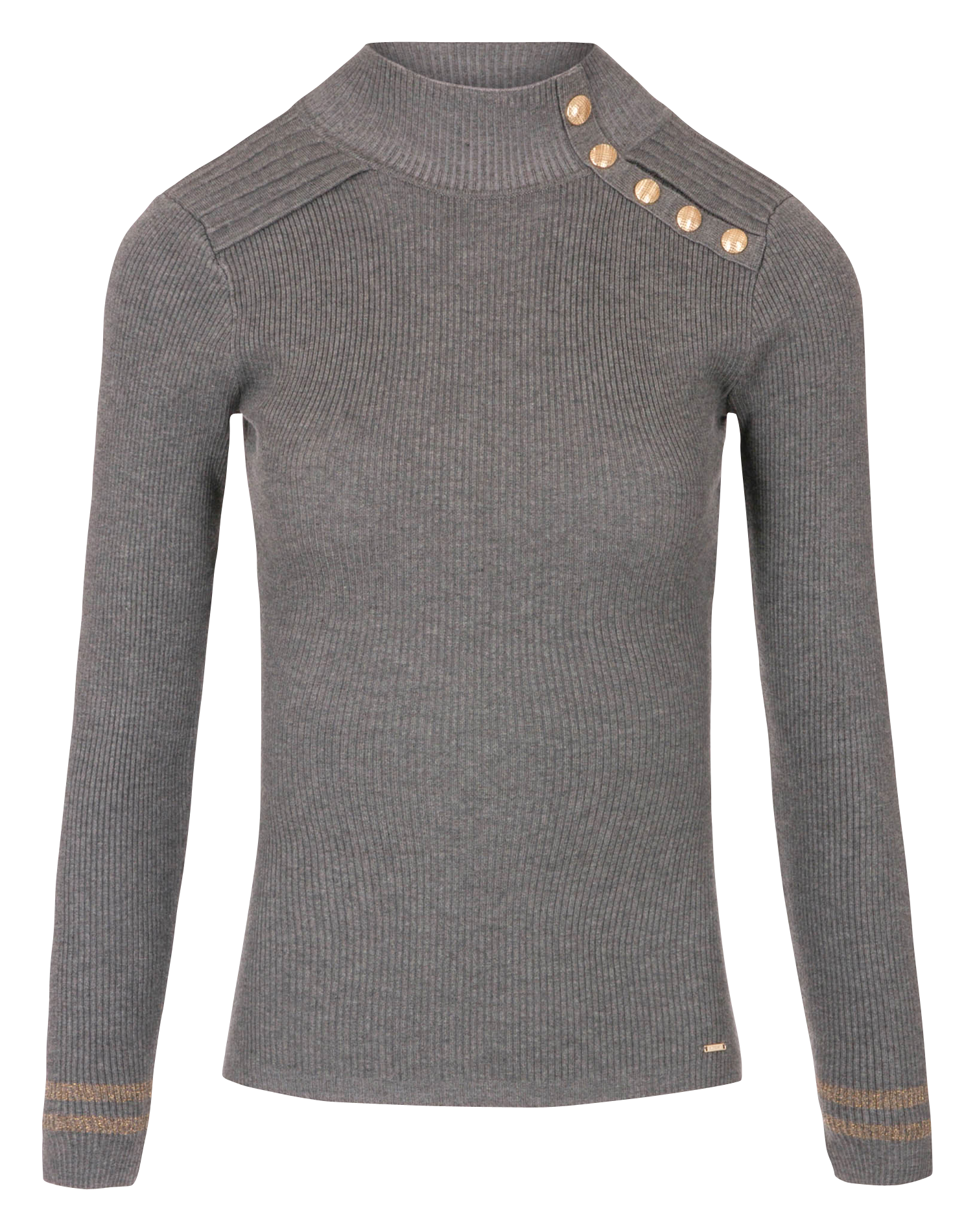 MAVAO.N - Pull col montant 5 boutons | Gris