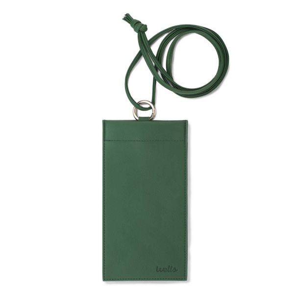 Wells Bolsa Pele para Óculos com Alça Cor Verde