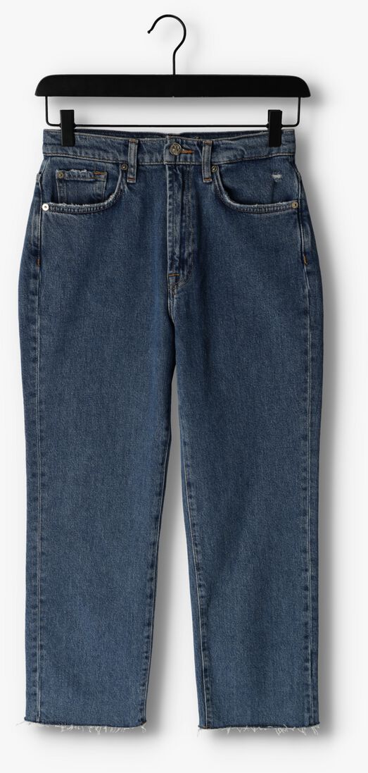 blauwe 7 for all mankind straight leg jeans logan stovepipe blaze with raw cut hem
