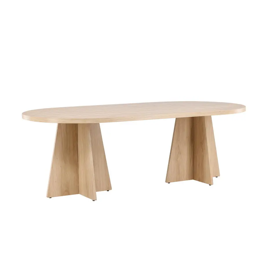 Eettafel Ovaal Naturel 220cm - Fineer - Scandinavisch - Tafel Bootcut