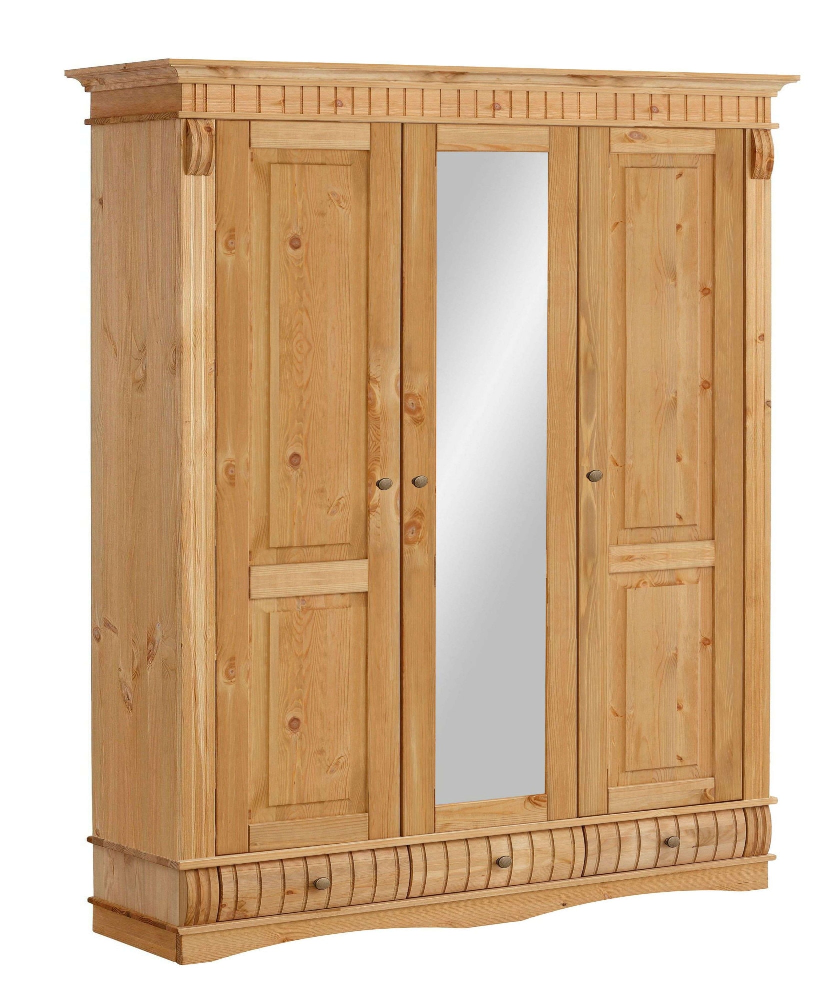 Home affaire Kleiderschrank »Teresa« 3 Türen, aus massiver Kiefer, Breite 152 cm, mit Spiegel, FSC®