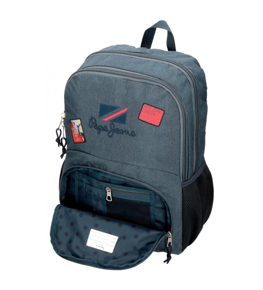 Mochila adaptável Pepe Jeans Kay, 46 cm, dois compartimentos, azul escuro