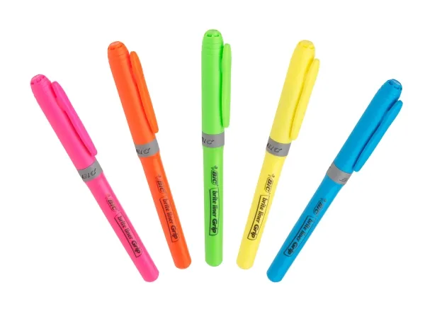 Overstregningspen BIC Highlighter Grip pink med skrå spids - (12 stk.)