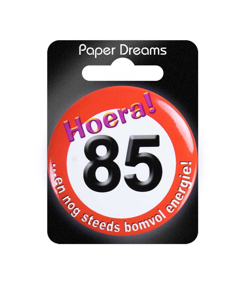 Button 85 Jaar Verkeersbord 5,5cm