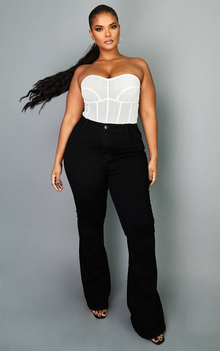 Noir Jean Denim Évasé Plus