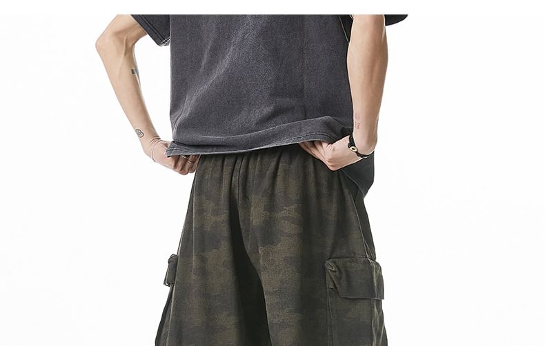 AXEN - Cargoshorts met elastische taille en camouflageprint