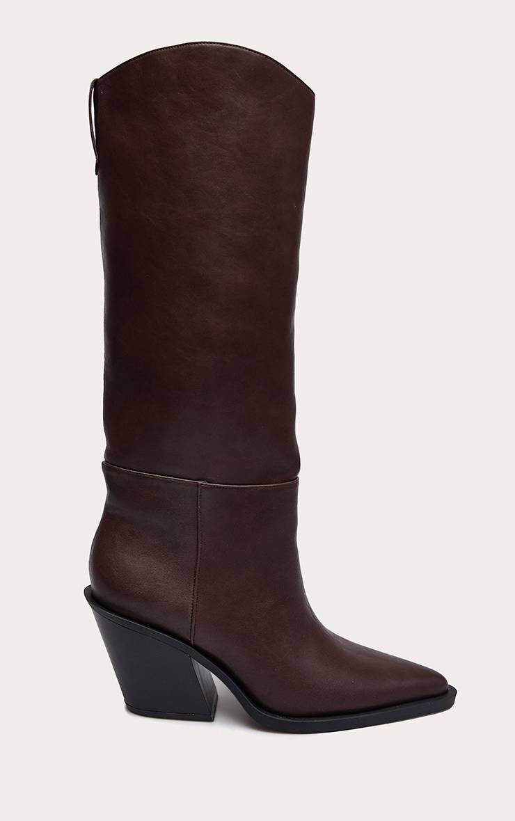 Chocolat Bottes Hautes À Talon Cubain En Synthétiquecuir