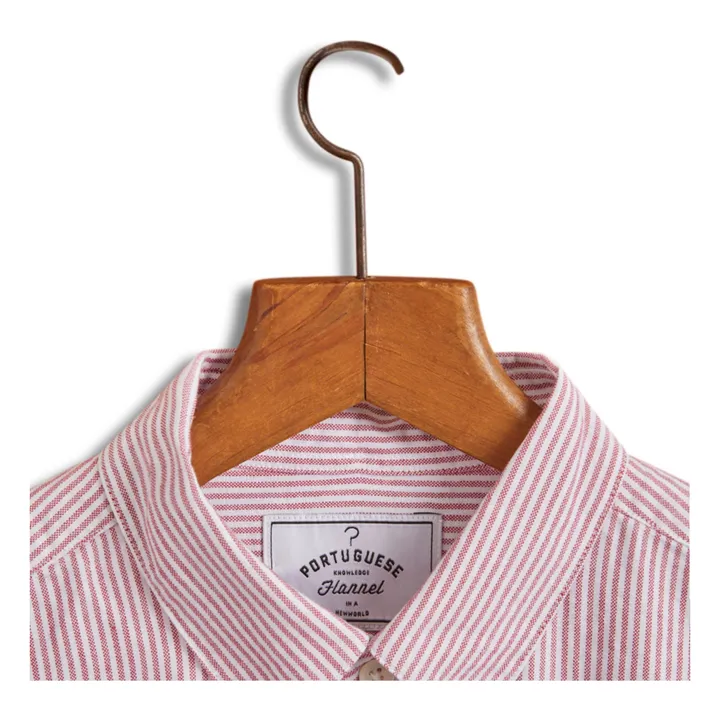 Portuguese Flannel Chemise Rayée Oxford Belavista  | Rouge