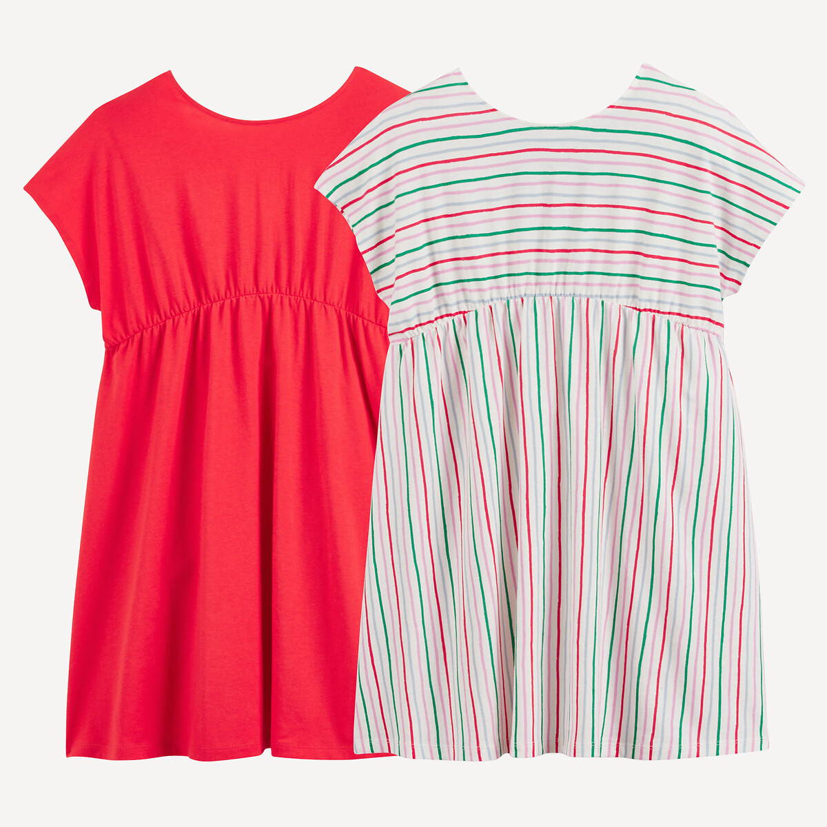 COLEÇÃO LA REDOUTE<br>Conjunto de 2 vestidos de malha de manga curta