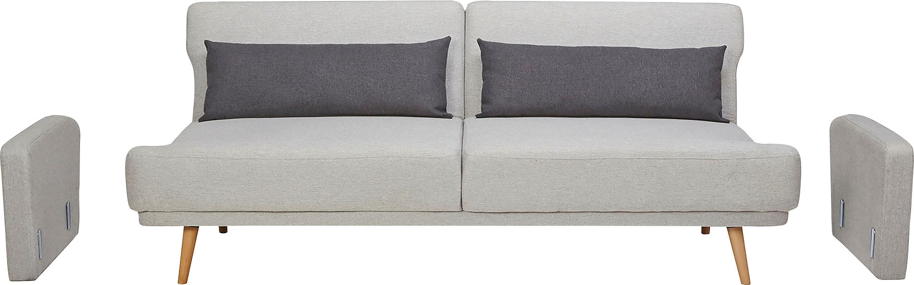 SalesFever Schlafsofa »Malmö - Komfortabler 2,5-Sitzer inklusive Zierkissen« mit Schlaffunktion, Breite 214 cm