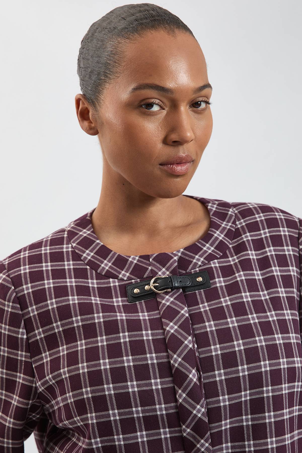 KarenMillen Veste Tailleur Grande Taille À Finitions Contrastées À Carreaux