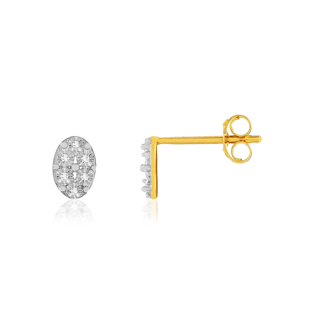 Boucles d'oreilles or 375 2 tons diamants