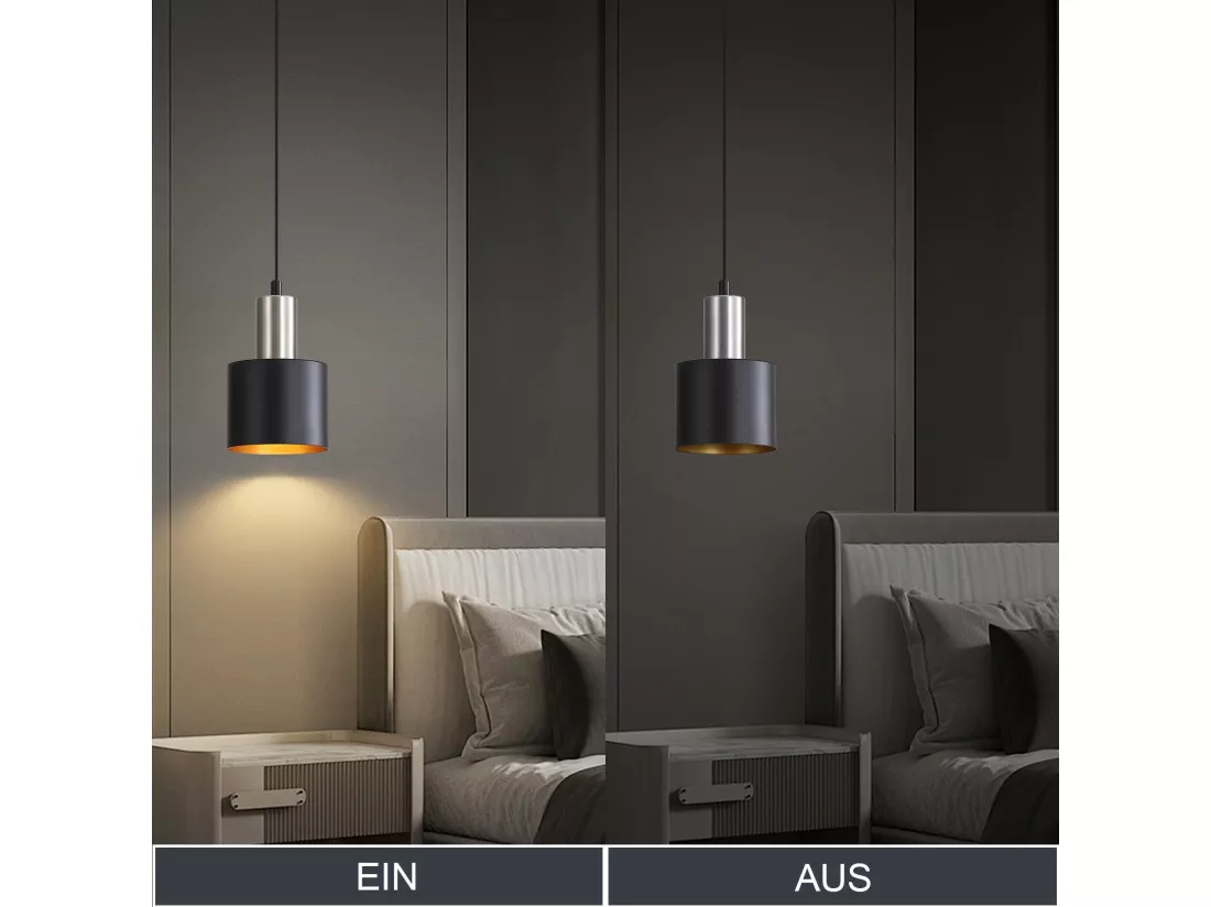 NETTLIFE Lampe suspendue table à manger suspension E27 suspension noire rétro table de chevet réglable en hauteur