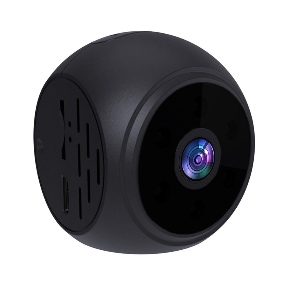 Mini WiFi IP Kamera HD 720p Infrarot LED's Nachtsichtfunktion mit Akku (800mAh) und Micro SD Kartenslot   Halterung (iOS/Android) - Schwarz