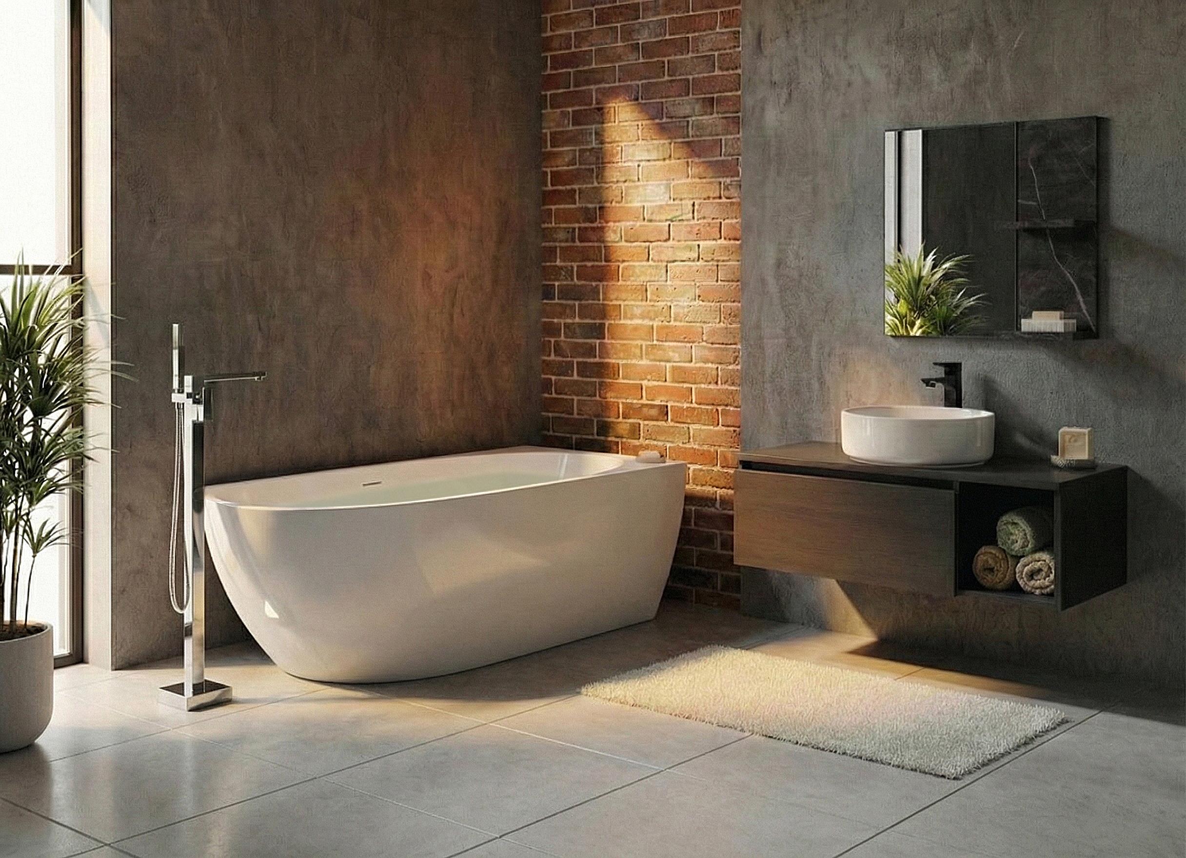 Hoekbad PARNAIBA linkszijdig 170 x 80 cm Wit