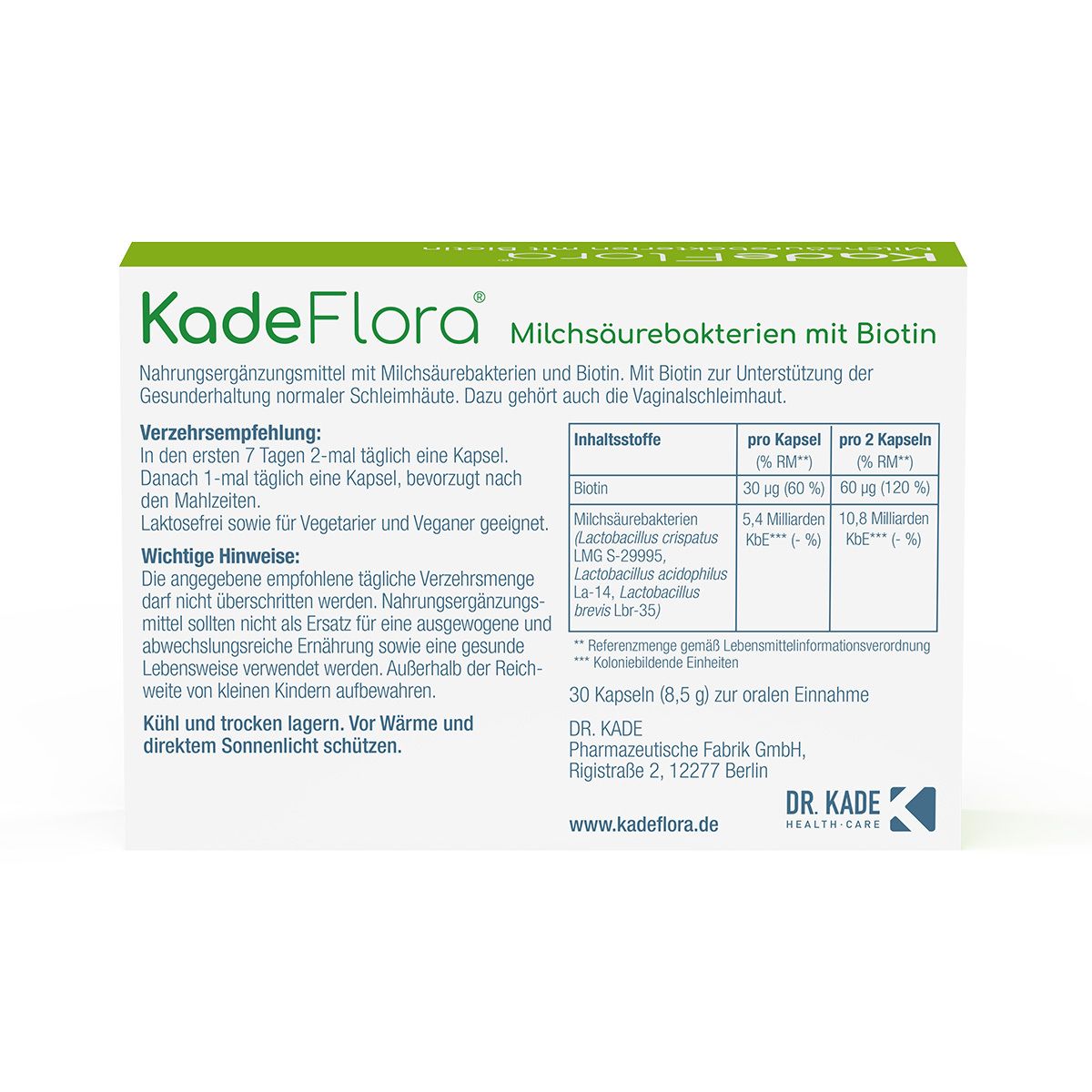KadeFlora Milchsäurebakterien mit Biotin
