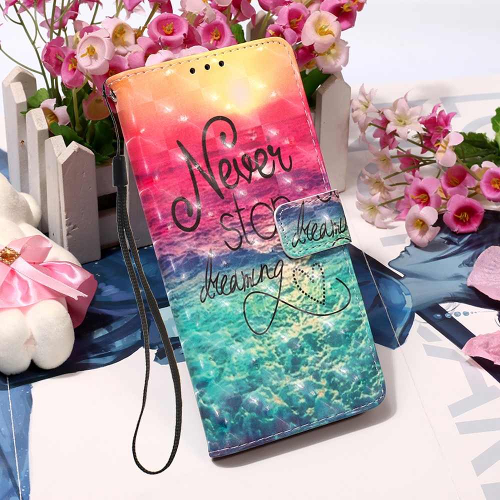 Samsung Galaxy S23 5G Leder Tasche Hülle mit Kartenfach Never Stop Dreaming