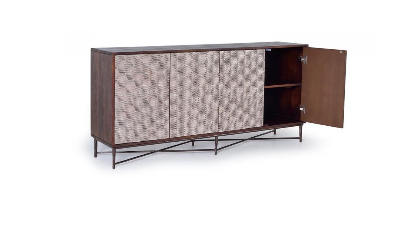 Bahut bois, fer marron 163x40x80cm - bois-fer