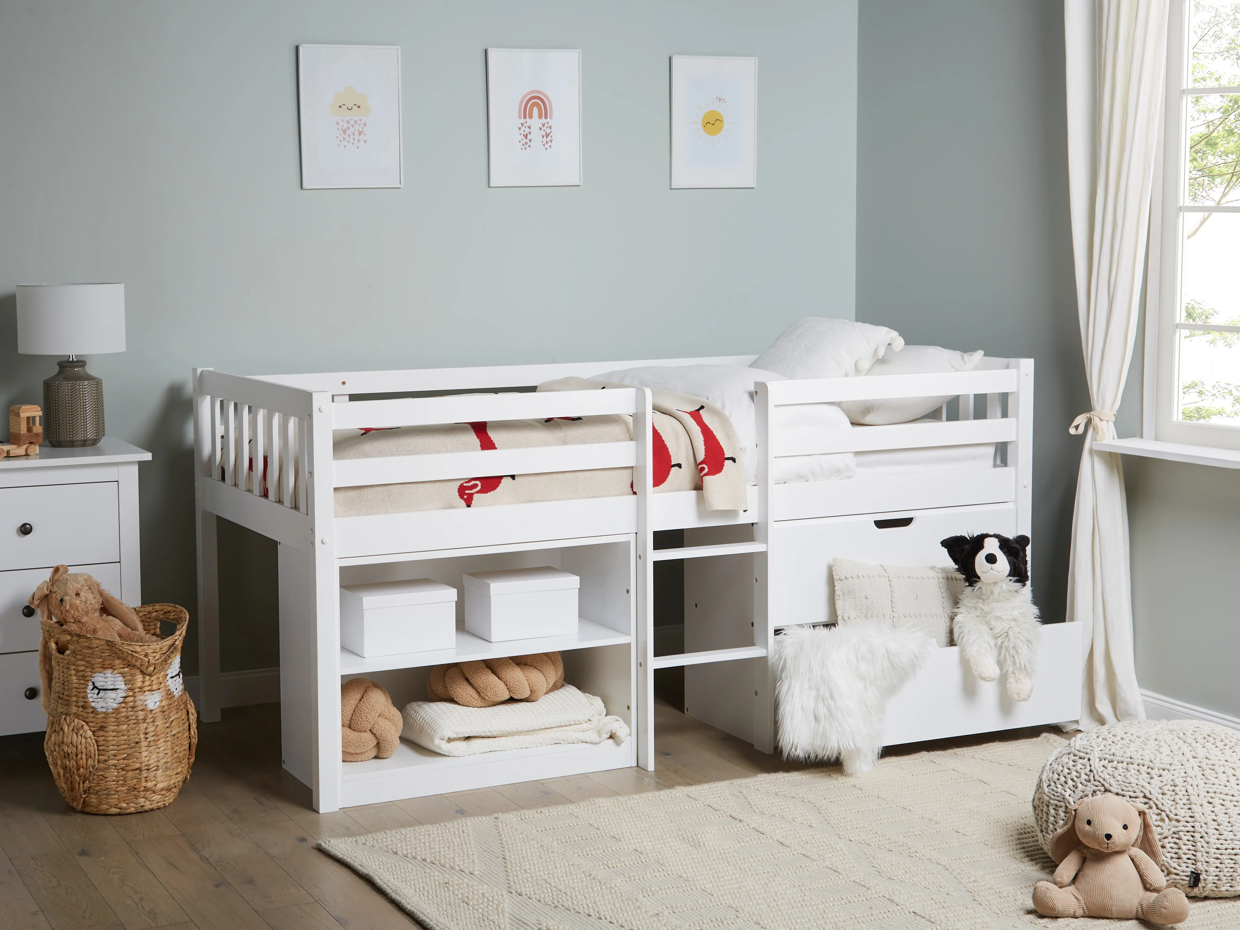 Verhoogd bed Hout SUSVILLE 90 x 200 cm Wit