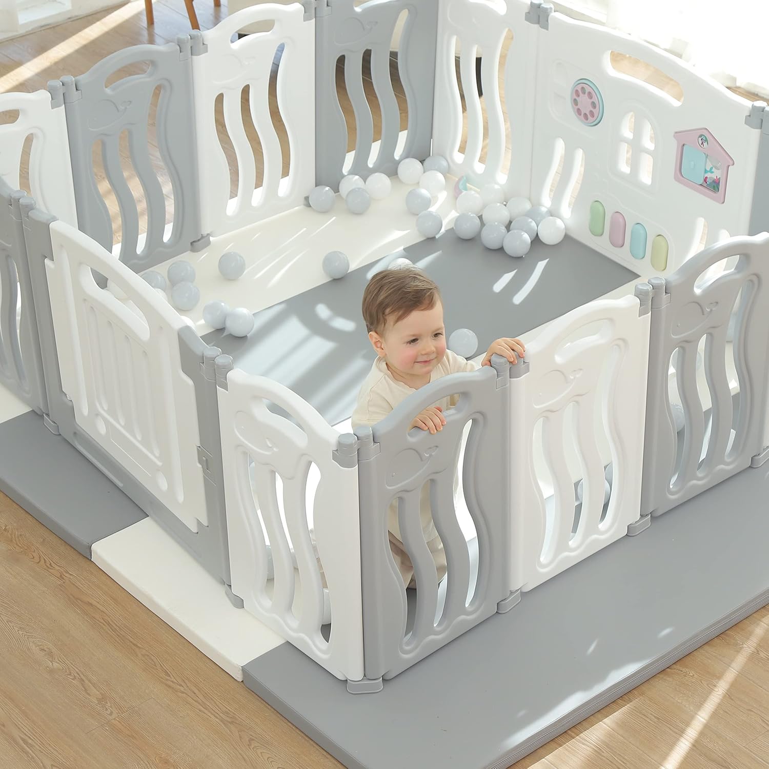 Gupamiga Parc Bebe Modulable 150 x 180 cm, Parc Enfant, Parc de Jeux Bébé, Blanc