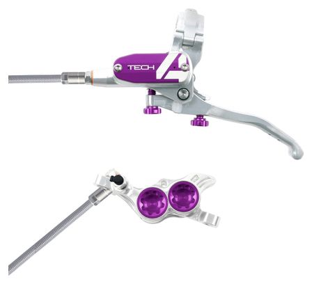 Frein Arrière Hope Tech 4 E4 Argent / Violet Durite Tressé Aviation