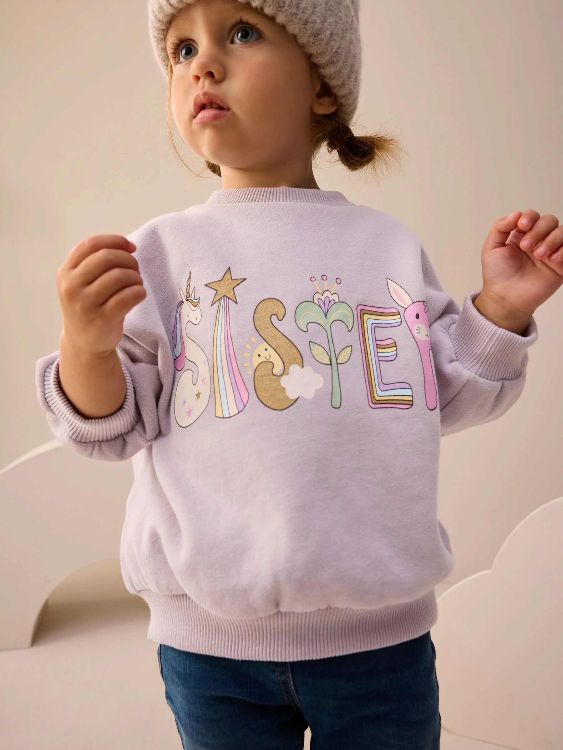 Lila Paarse Sister - Sweatshirt met ronde hals (3 mnd-7 jr)