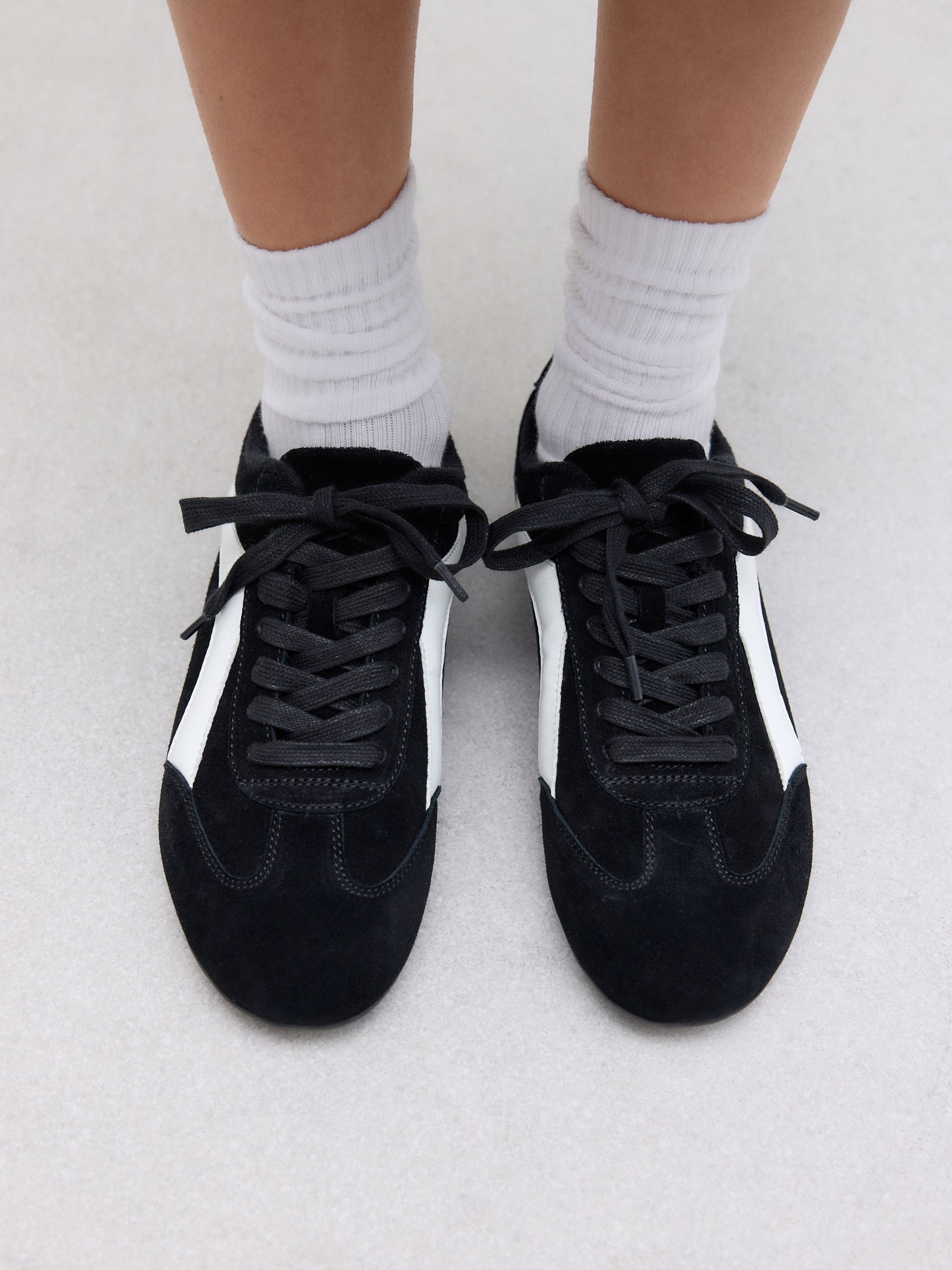Zwart suède - Forever Comfort® Leather Slimsole Lace-Up Trainers