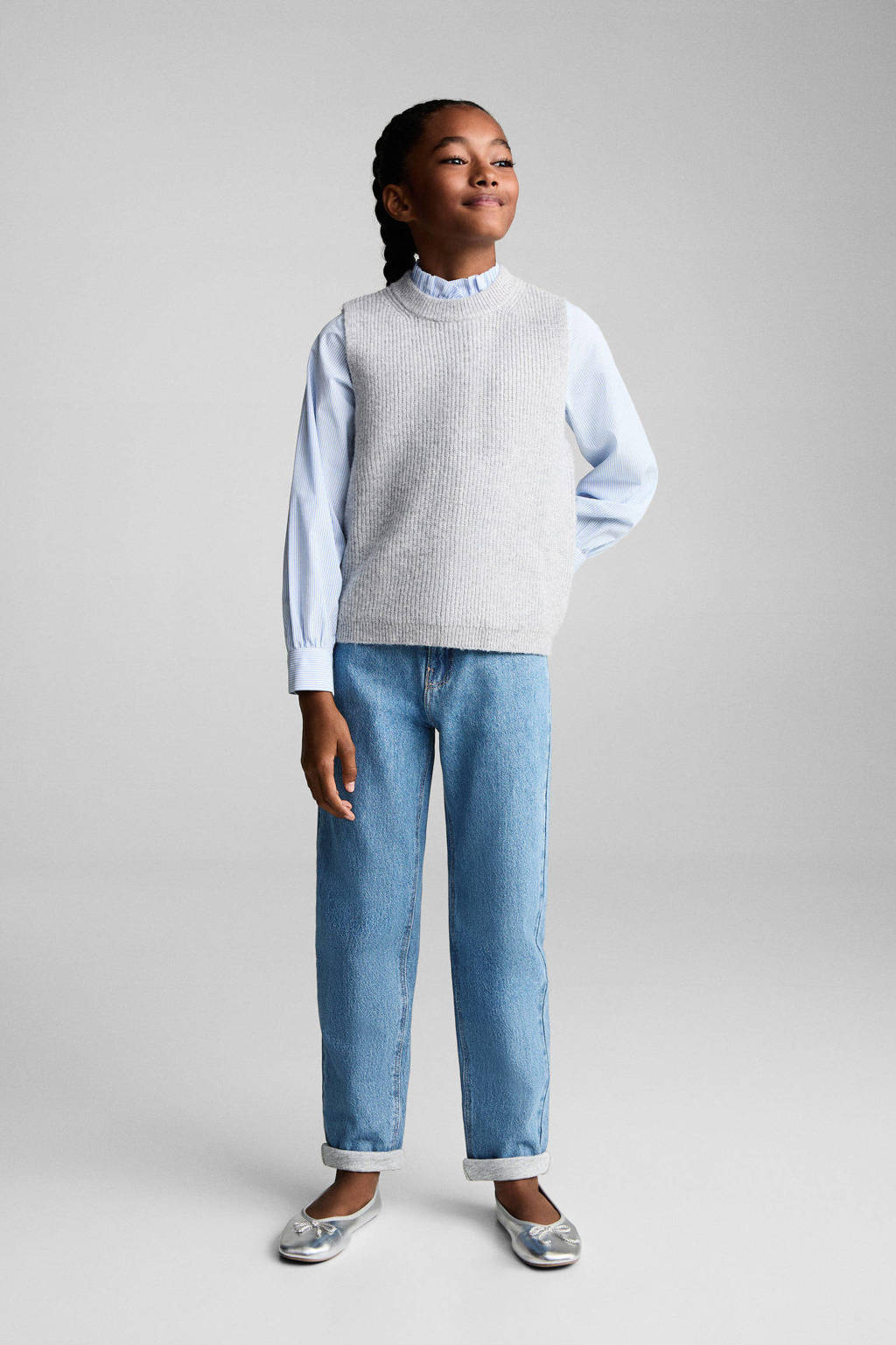 Mango Kids high waist mom jeans blauw