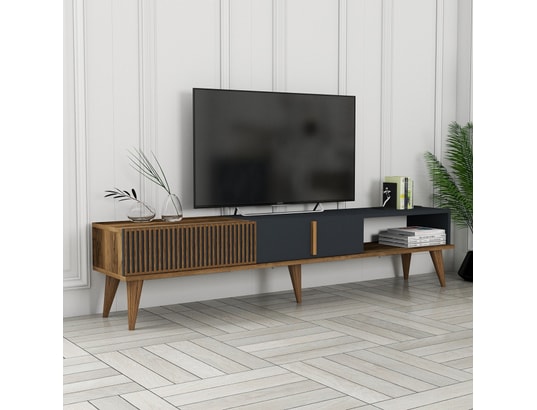 CONCEPT1 - Meuble TV Milan Alt - Noyer, Anthracite 180 x 40 x 35