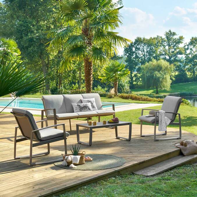 Salon de jardin BOREANE Noisette & Café
