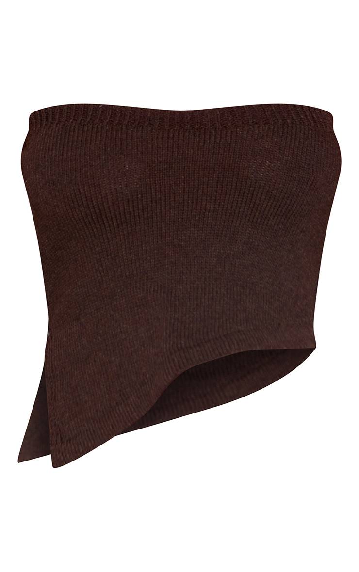 Chocolat Top Bandeau Tricoté À Ourlet Asymétrique Petite