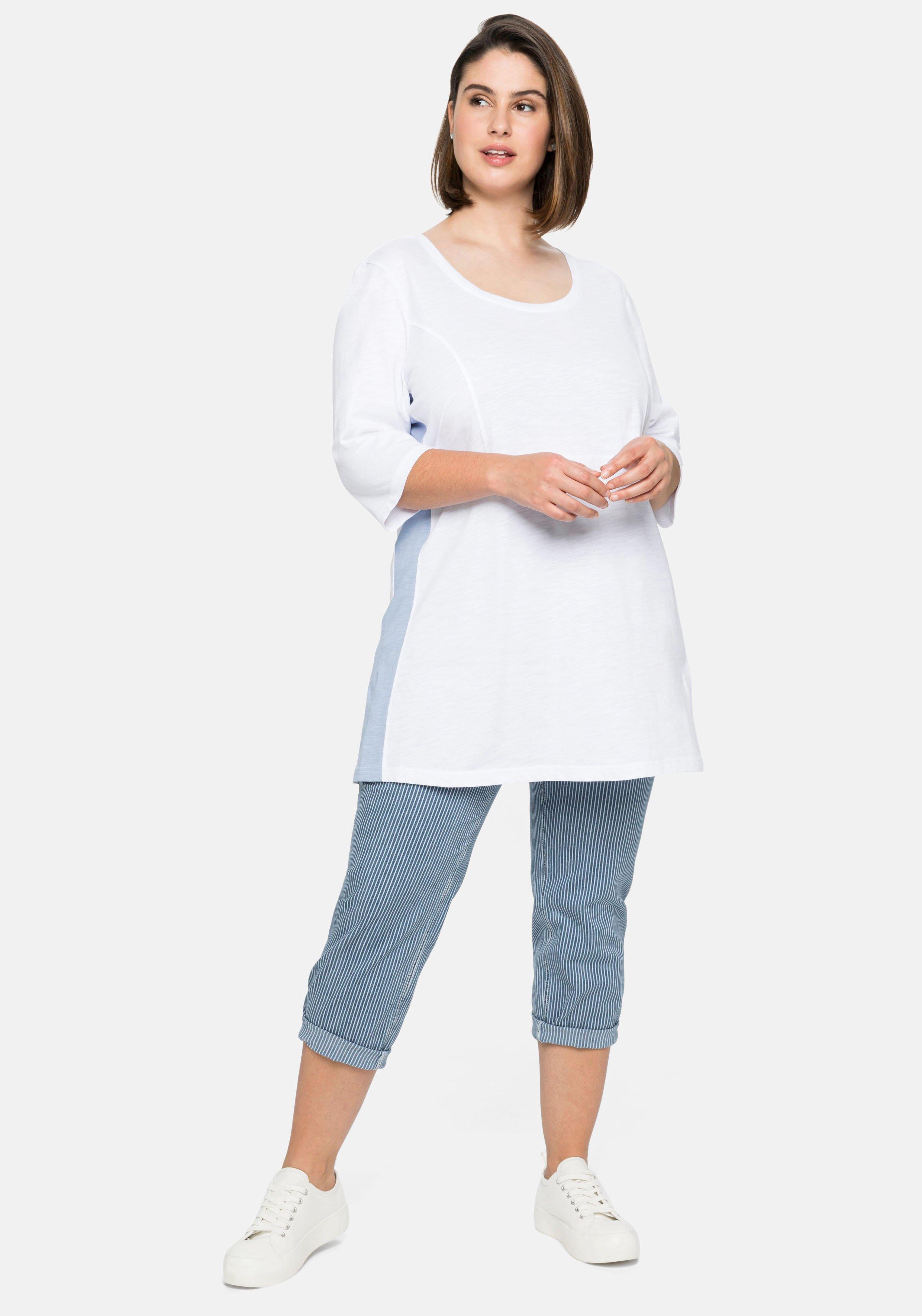 Longshirt mit 3/4-Ärmeln und Kontrasteinsätzen