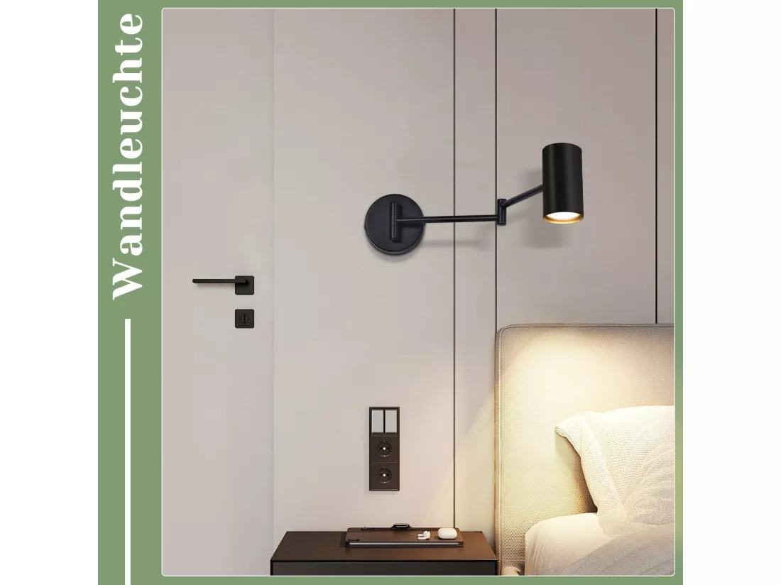 NETTLIFE Applique murale intérieure noire - Applique murale vintage Chambre à coucher GU10 - Sans ampoule