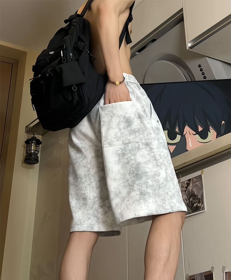 Posive - Tie Dye Shorts met trekkoordtaille