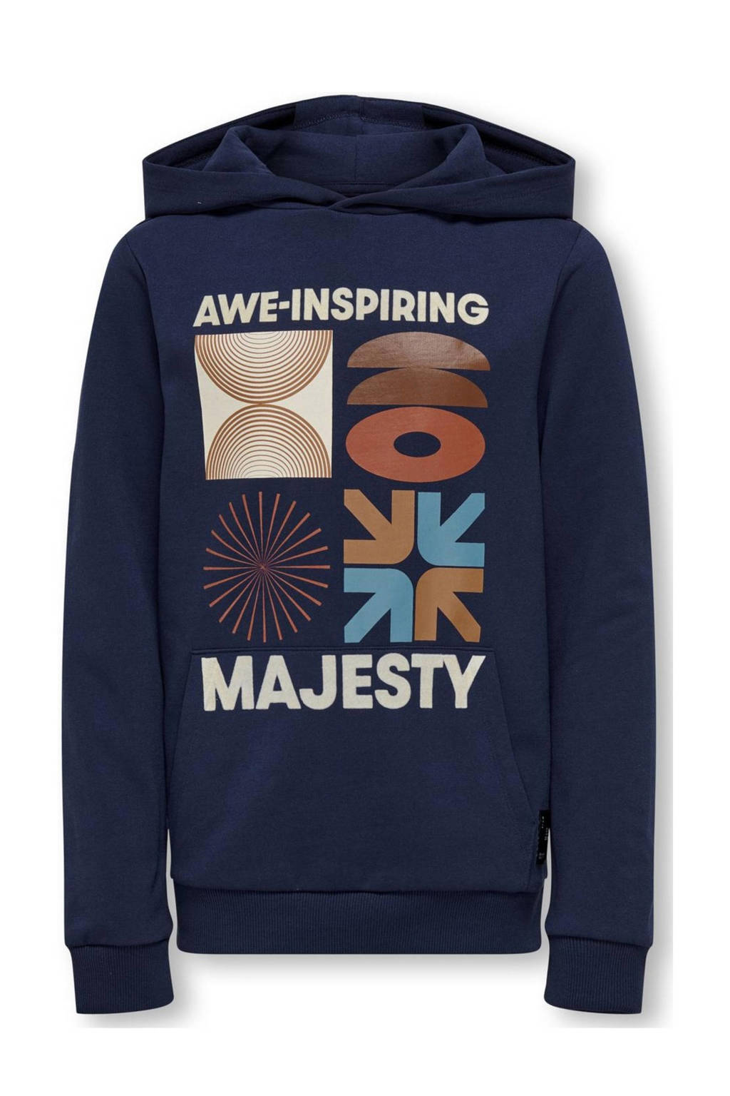 ONLY hoodie KOBMORGAN met printopdruk donkerblauw