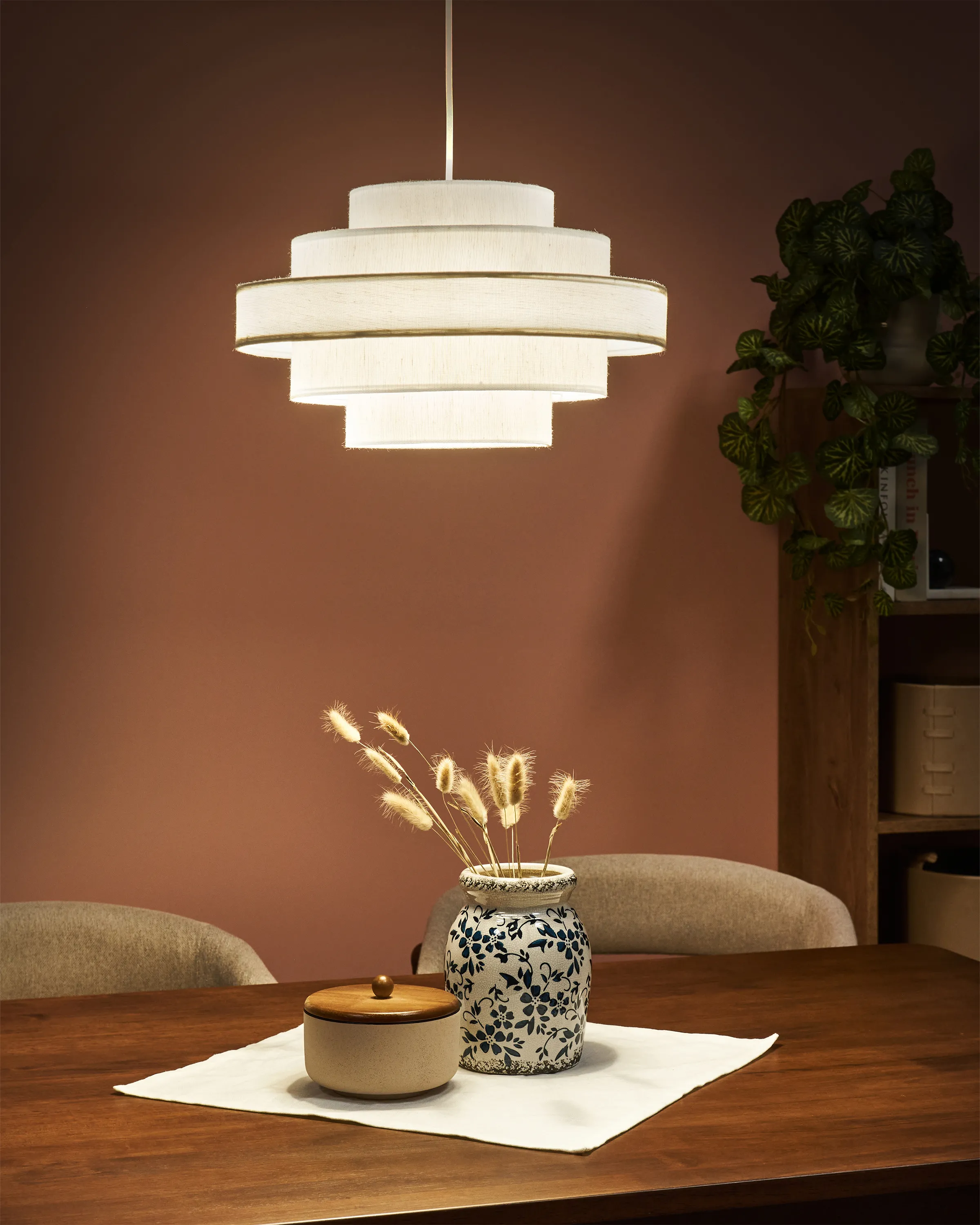 Hanglamp EREBATO Linnen Gebroken wit