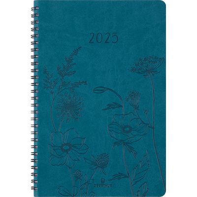 Agenda à spirale Primrose - 1 semaine sur 2 pages - 17 x 24,5 cm - vert canard - Oberthur