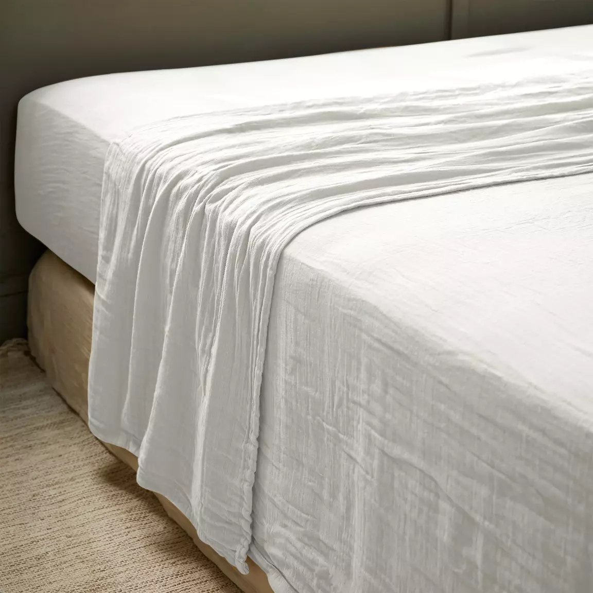 Drap plat gaze de coton (240 x 300 cm) Gaïa Gris nuage