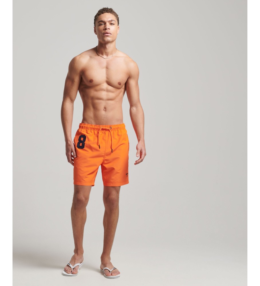 Maiô Superdry Polo em tecido reciclado laranja.