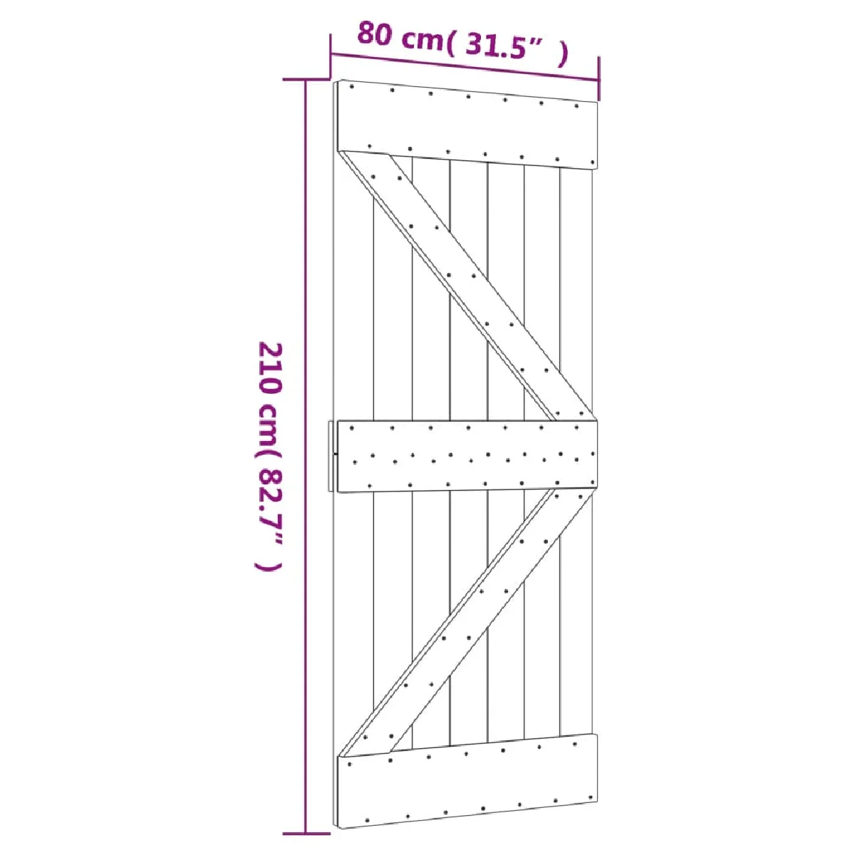 vidaXL Porte coulissante pin massif 80x210 cm