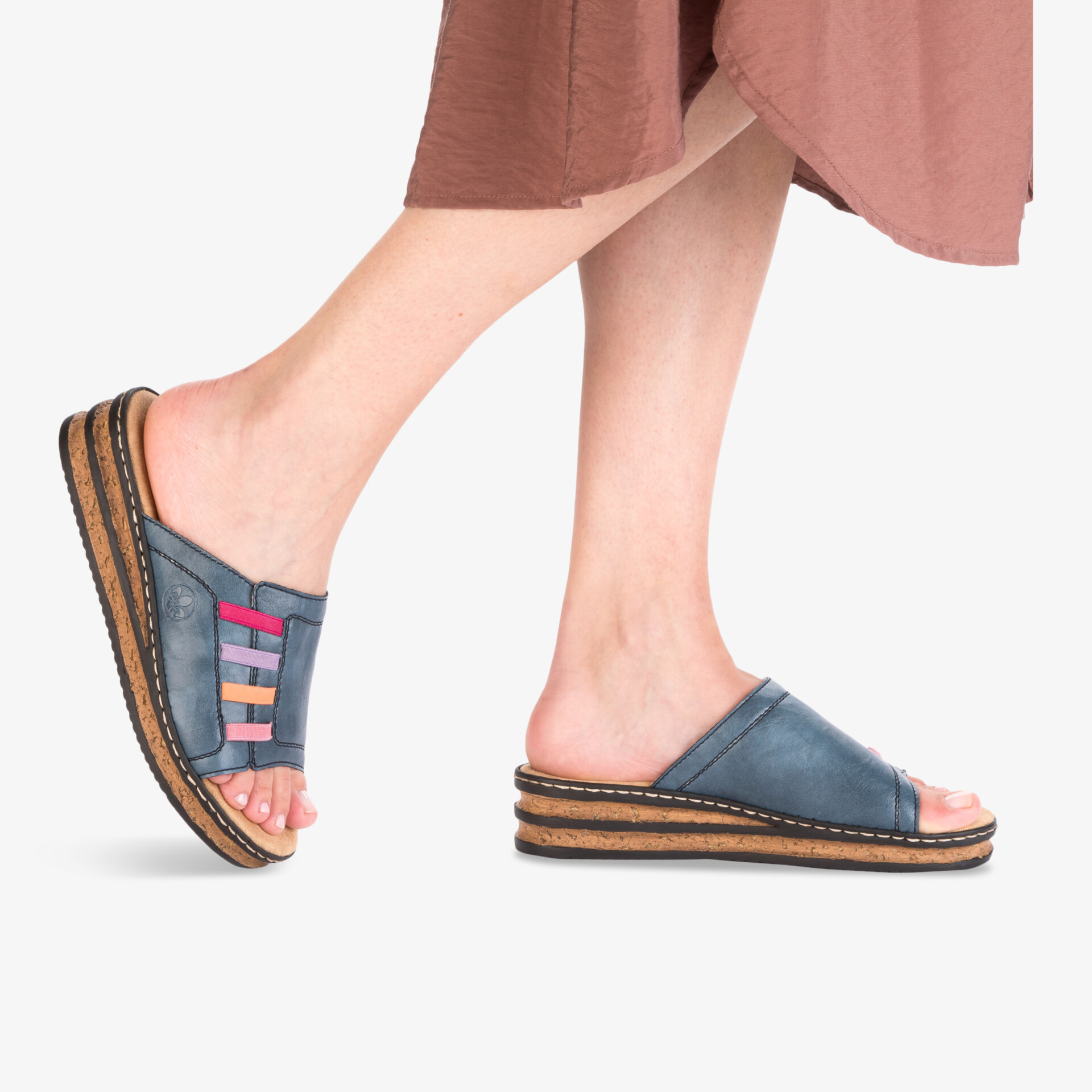 rieker Damen Pantoletten blau