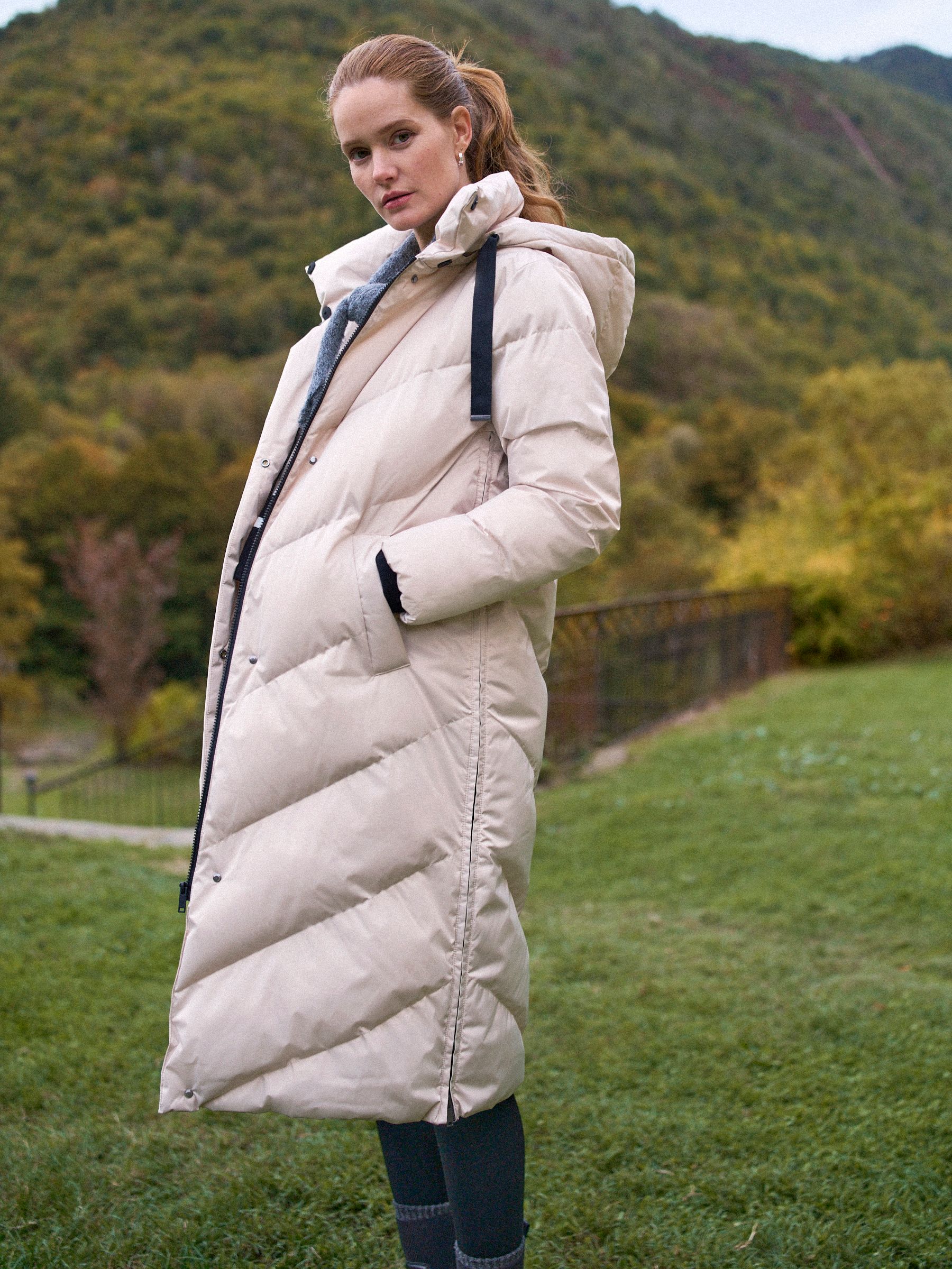 Taupe - Seraphine Long 3-In-1 Maternity & Babywearing Puffa Coat