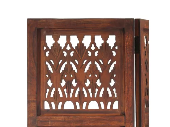Cloison de séparation 3 panneaux Marron 120x165cm Bois manguier