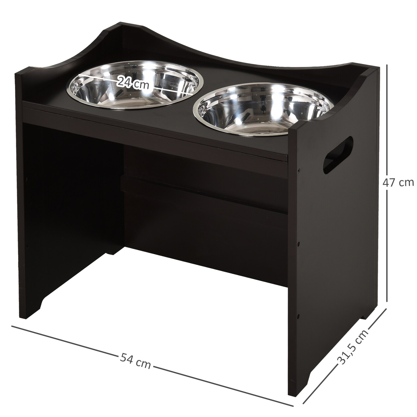 PawHut Futterstation höhenverstellbar dunkelbraun 54 x 31,5 x 47 cm (BxTxH)