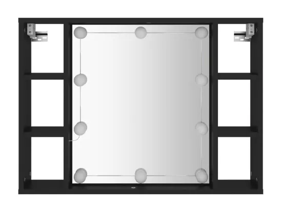 Armoire à miroir avec LED noir 76x15x55 cm