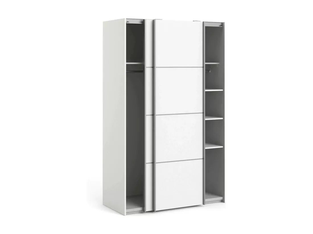 Garde-robe 2 portes Andriano, Meubles de chambre, Penderie de plain-pied, Placard à vêtements, 122x64 h202 cm, Blanc
