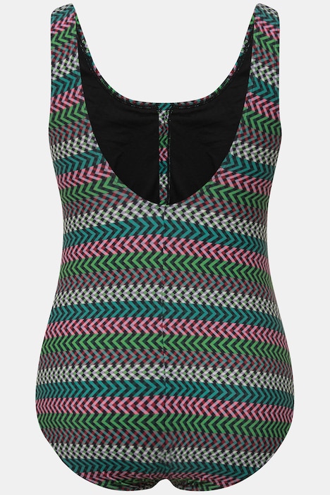 Badeanzug, Streifen, ohne Softcups, Zipper, recycelt