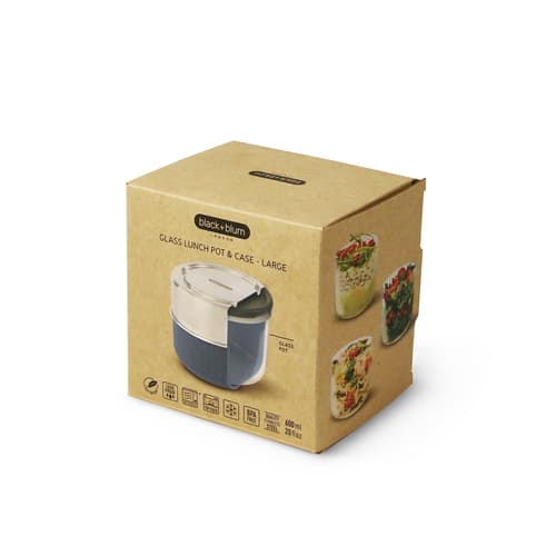 Black+Blumlunsjboks i glass, Large, 600 ml, Granitt