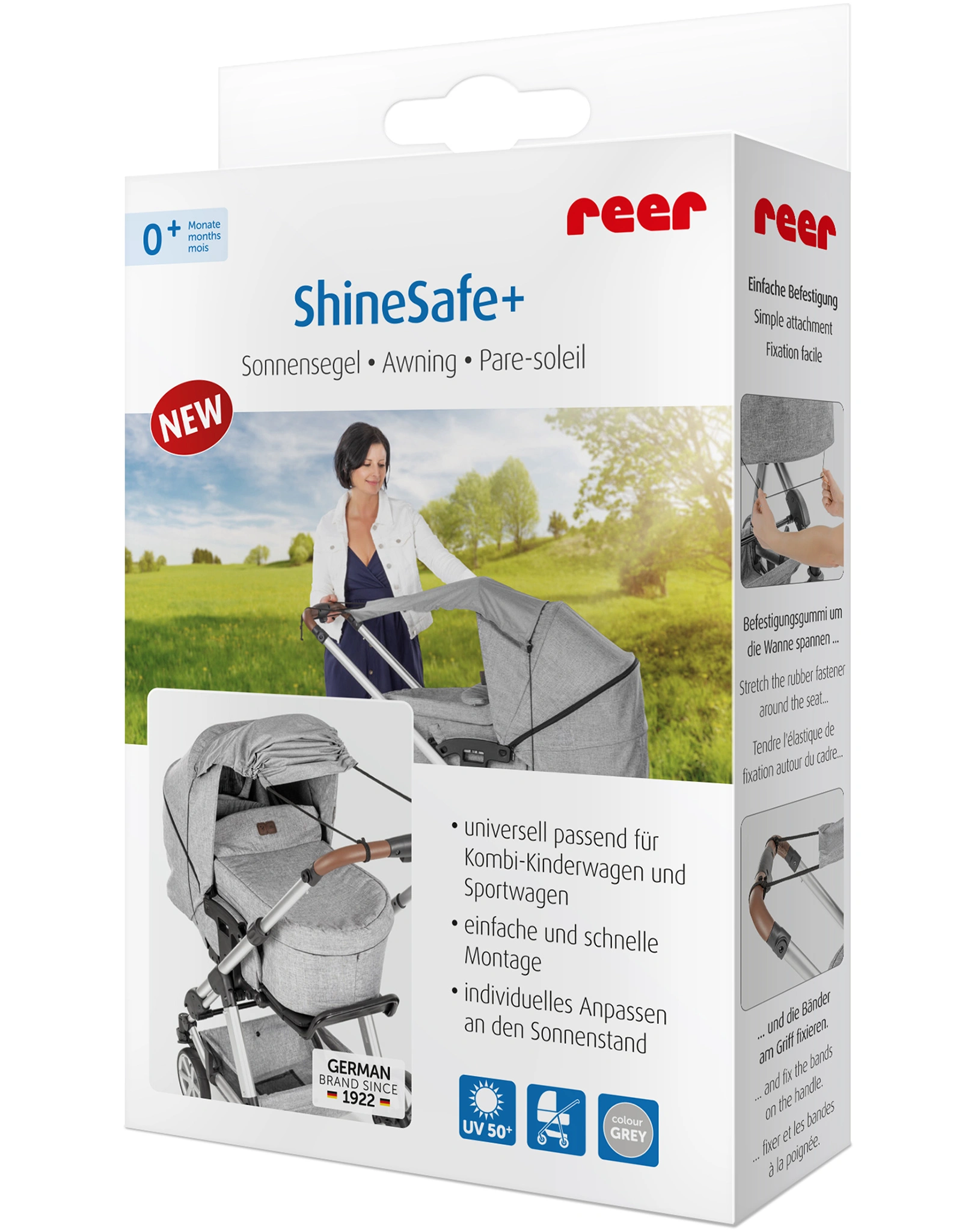 Sonnensegel SHINE SAFE in grau-melange