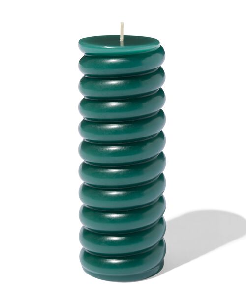 bougie cylindrique nervurée 5,5 x 15 verte